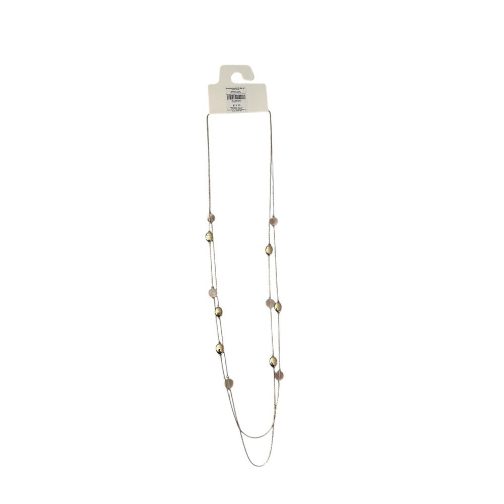 Banana Republic Women’s Gold & Pink 2-strand Tiered Long Chain Necklace NWT